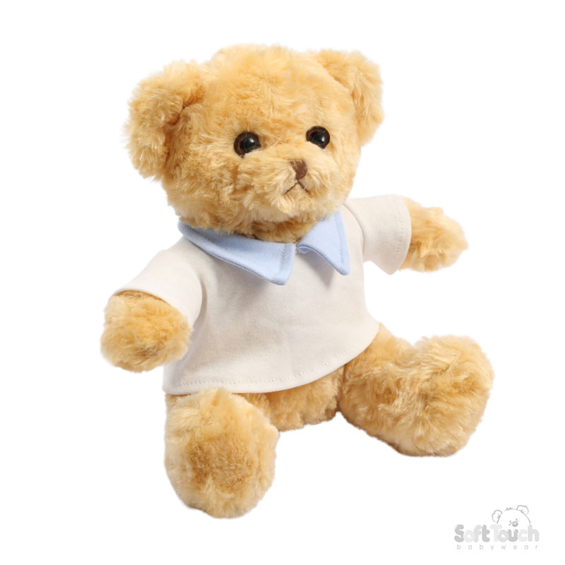 20cm Brown Teddy w/ T-Shirt with Blue Collar : TB420-B